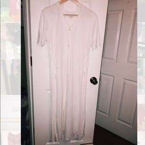 WHITE BUTTON UP MAXI DRESS